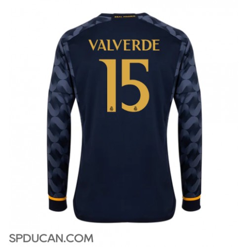 Muški Nogometni Dres Real Madrid Federico Valverde #15 Gostujuci 2023-24 Dugi Rukav